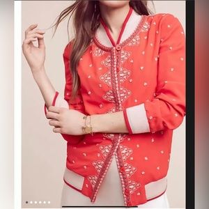 Anthropologie Arabella Embroidered Bomber Jacket Size Medium
